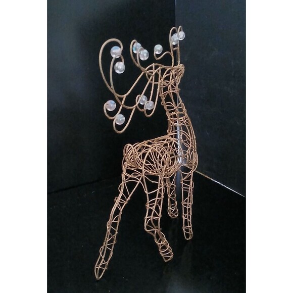Metal Wire Reindeer 11" Seasonal Christmas Decoration Gold & Glitter Holiday - Picture 7 of 11